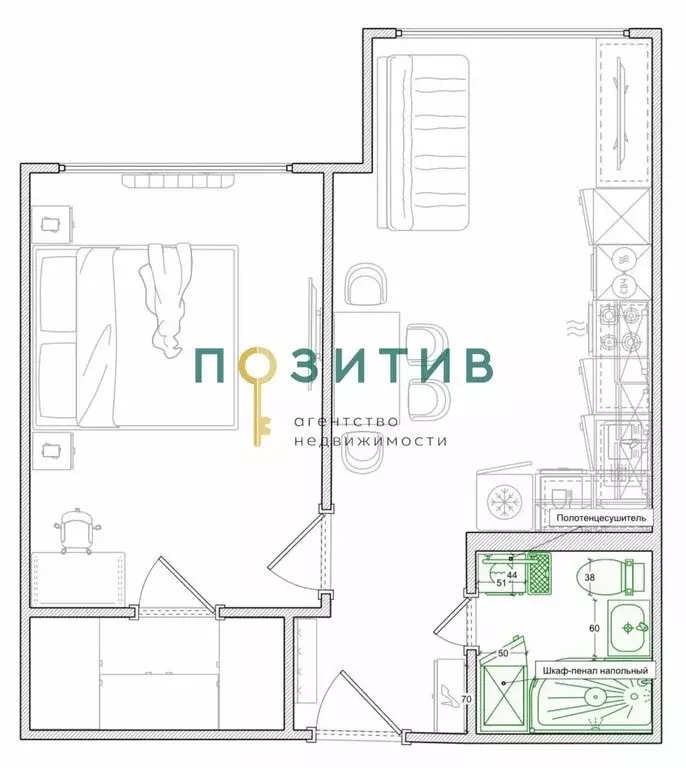 1-комнатная квартира: Ессентуки, улица Иглина, 22к2 (42.3 м) - Фото 0