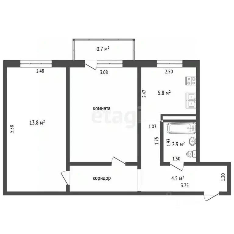 1-к кв. Мордовия, Саранск ул. Лихачева, 17 (42.0 м) - Фото 2