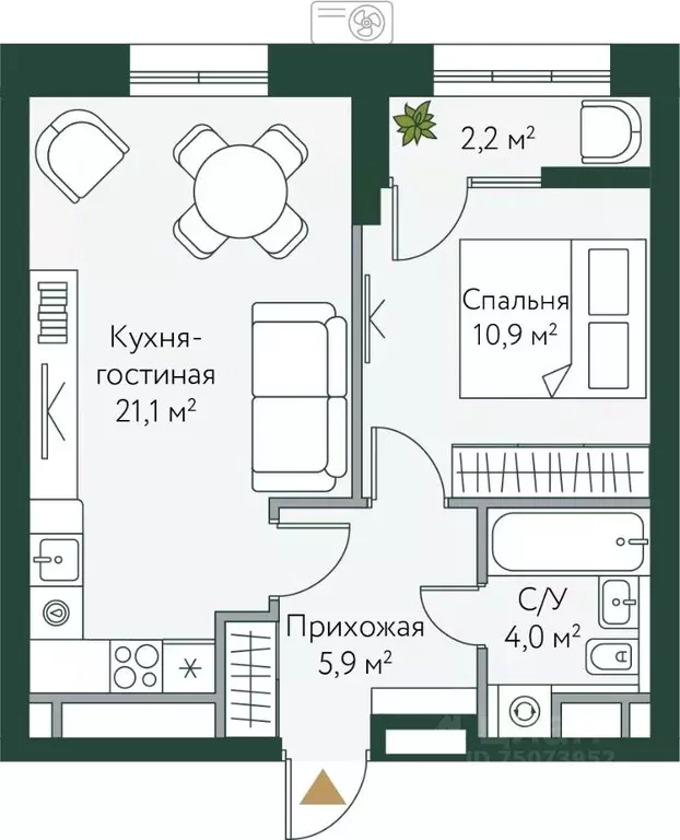 1-к кв. Волгоградская область, Волгоград Новосибирская ул., 74 (44.1 ... - Фото 0
