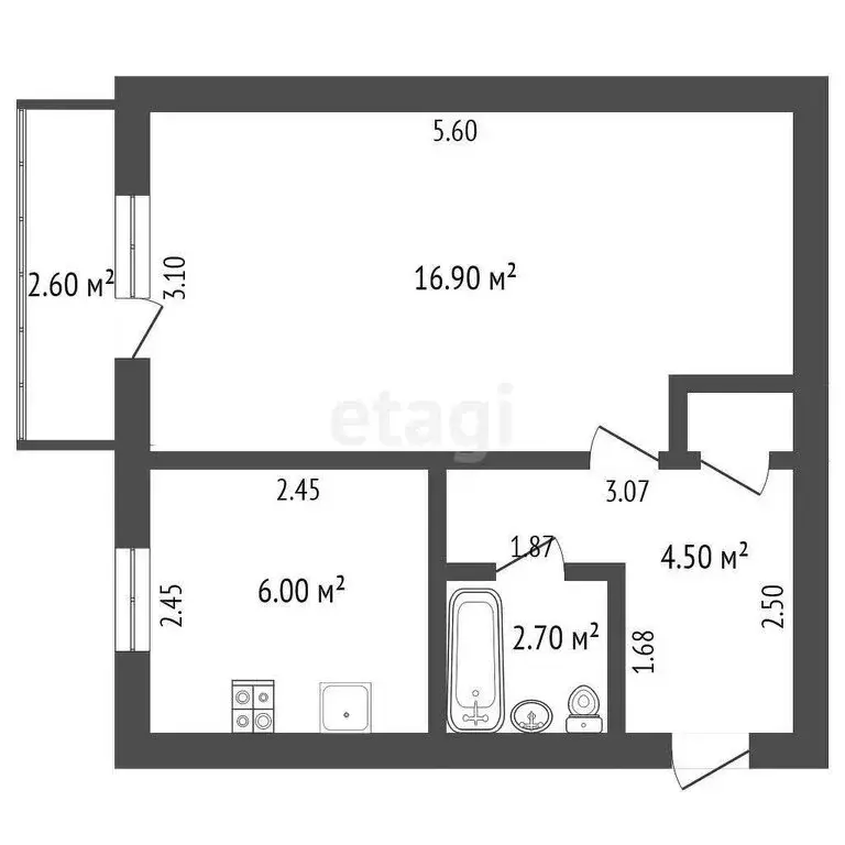 1-комнатная квартира: Ишим, улица Суворова, 37 (30.4 м) - Фото 0