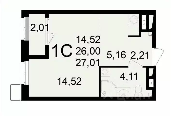 1-к кв. Рязанская область, Рязань Свобода жилой комплекс (27.54 м) - Фото 1