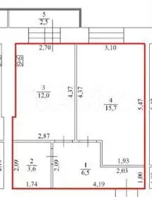 1-к. квартира, 38,6 м, 6/9 эт. - Фото 1