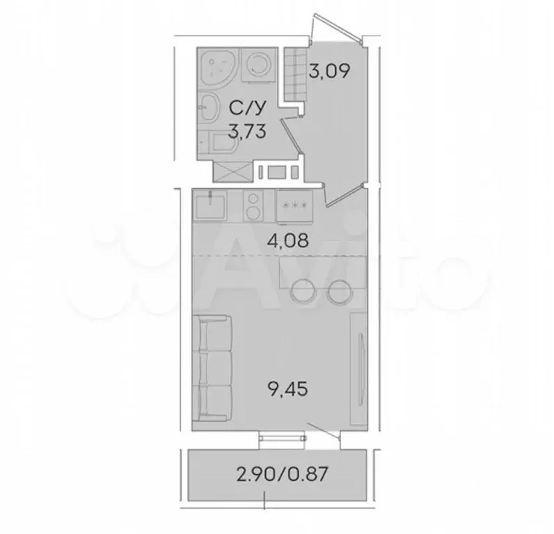 Квартира-студия, 22 м, 3/16 эт. - Фото 0