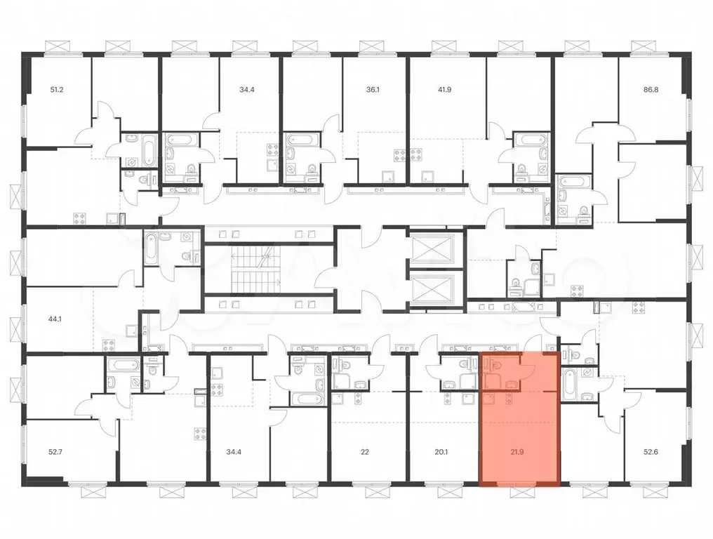 Квартира-студия, 21,9 м, 3/17 эт. - Фото 1