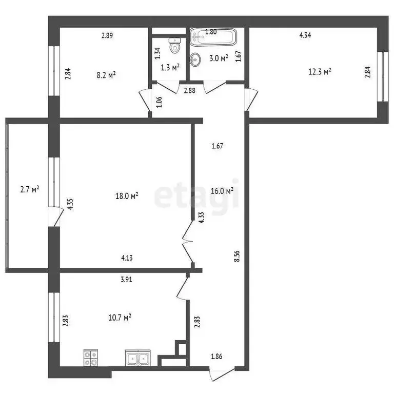 3-комнатная квартира: Калининград, улица Согласия, 5 (72.2 м) - Фото 0