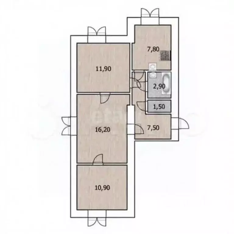 3-к кв. Башкортостан, Уфа ул. Калинина, 47 (58.7 м) - Фото 2
