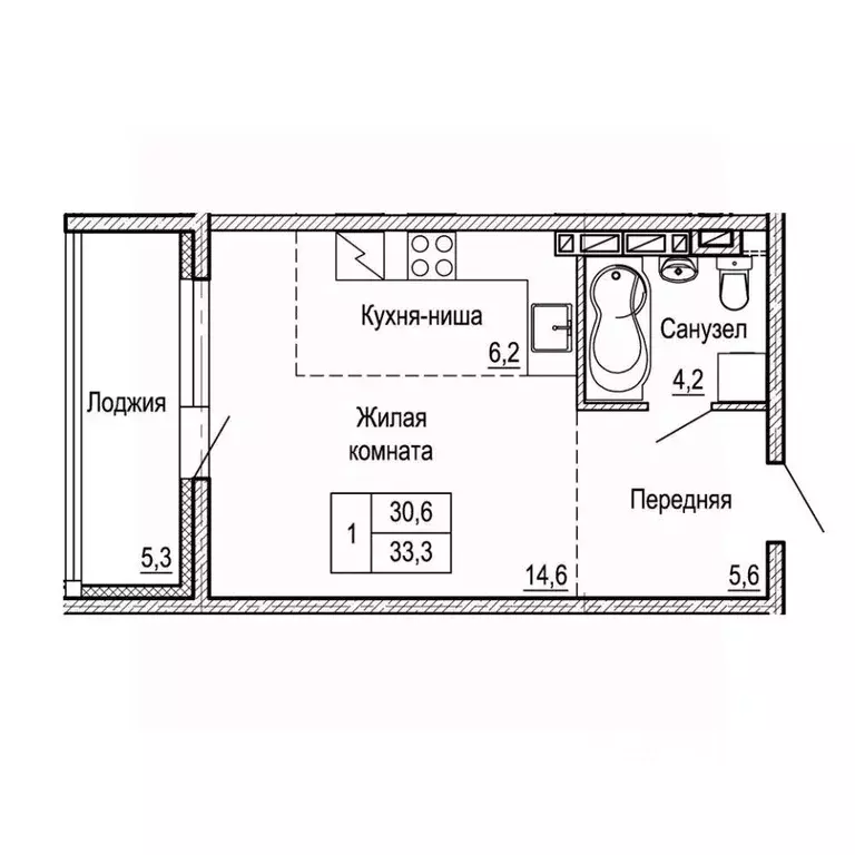 1-к кв. Приморский край, Владивосток На Черняховского жилой квартал,  ... - Фото 1
