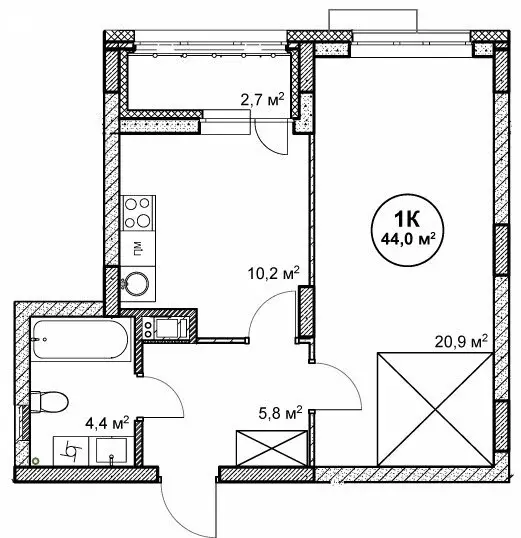 1-комнатная квартира: Нижний Новгород, посёлок Cовхоза Цветы (44 м) - Фото 0