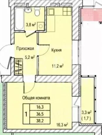 1-к кв. Кемеровская область, Кемерово бул. Строителей, 67 (36.5 м) - Фото 1