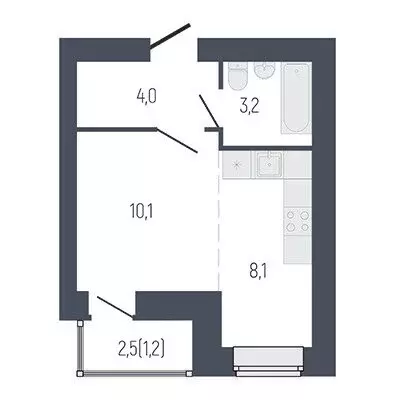 Квартира-студия: Берёзовский, ЖК Философия Идеалистов на Первомайском ... - Фото 1