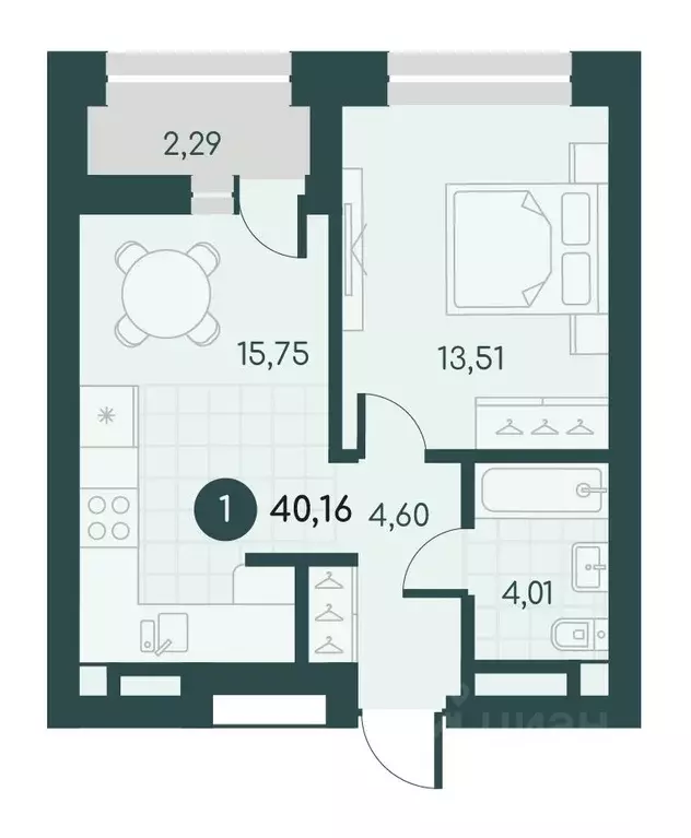 1-к кв. Курганская область, Курган Малиновые высоты жилой комплекс ... - Фото 1