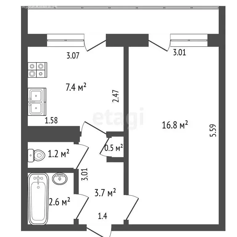 1-комнатная квартира: Балахна, Олимпийская улица, 7 (32.2 м) - Фото 1