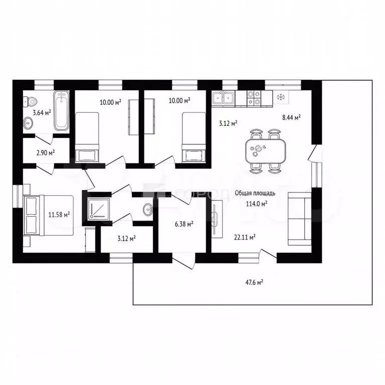 Дом 114 м на участке 10 сот. - Фото 1