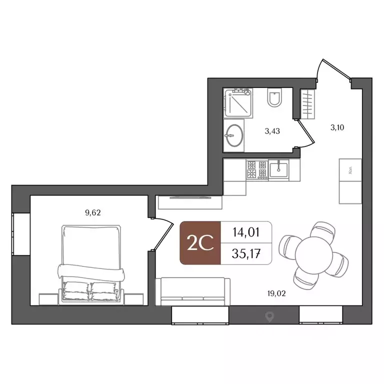 2-к кв. Башкортостан, Уфа Глумилино жилрайон, Холмогоры жилой комплекс ... - Фото 1