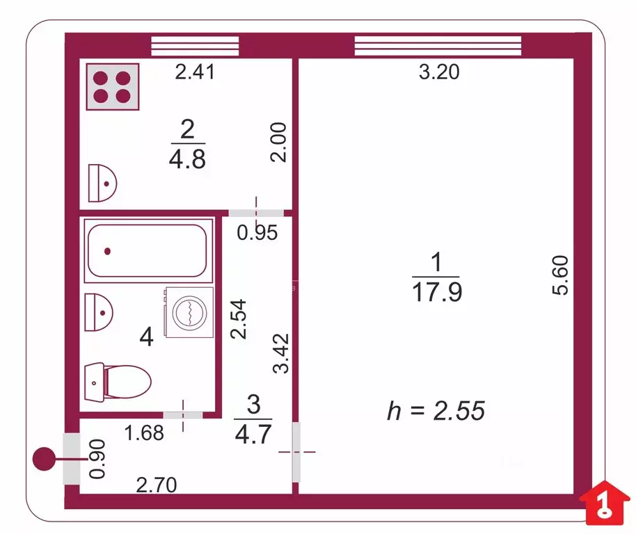 1-к кв. Омская область, Любинский район, с. Протопоповка Центральная ... - Фото 2