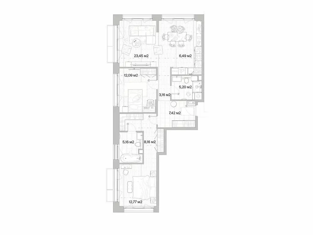 2-комнатная квартира: деревня Ликино, ЖК Мыс, к1 (83.9 м) - Фото 1