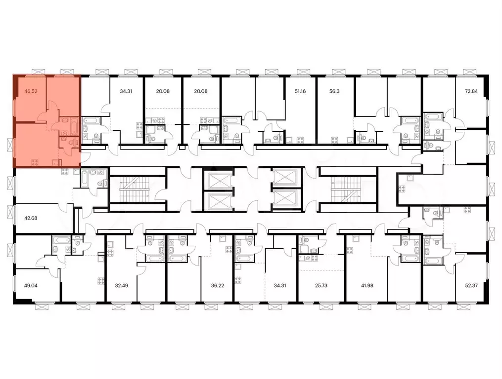 2-к. квартира, 46,5 м, 25/33 эт. - Фото 1