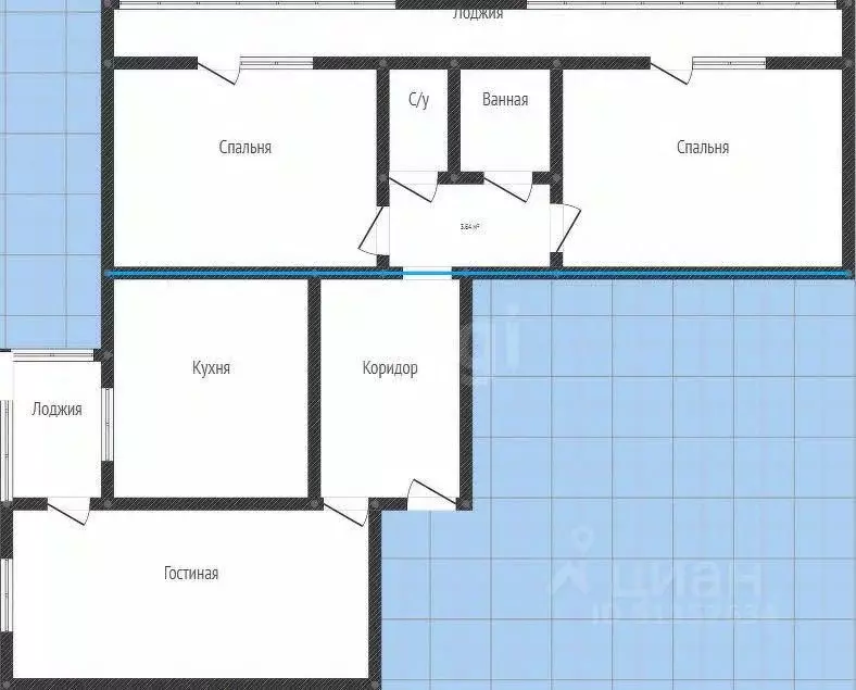 3-к кв. Иркутская область, Ангарск 32-й мкр, 3Е (62.0 м) - Фото 1