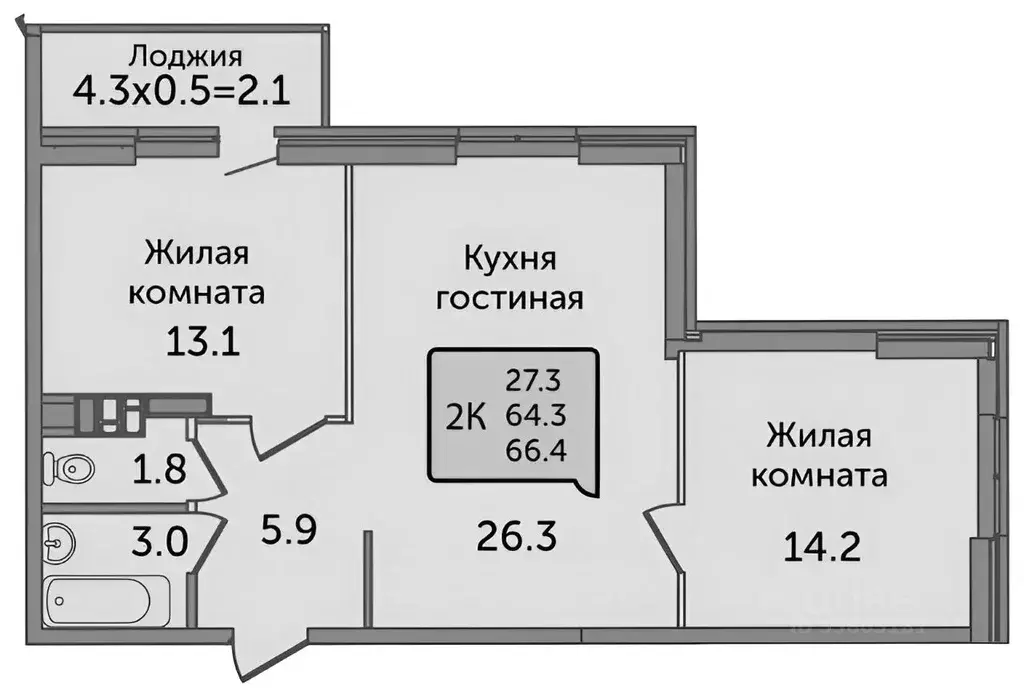 2-к кв. Ростовская область, Ростов-на-Дону 2-я Краснодарская ул., ... - Фото 1