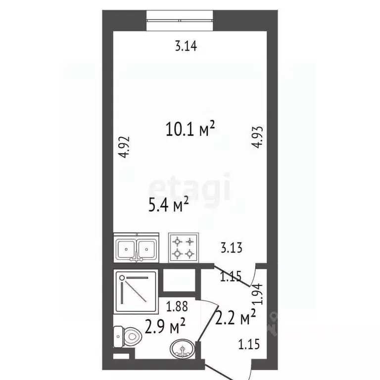 Студия Санкт-Петербург ул. Пейзажная, 24к3 (20.6 м) - Фото 1