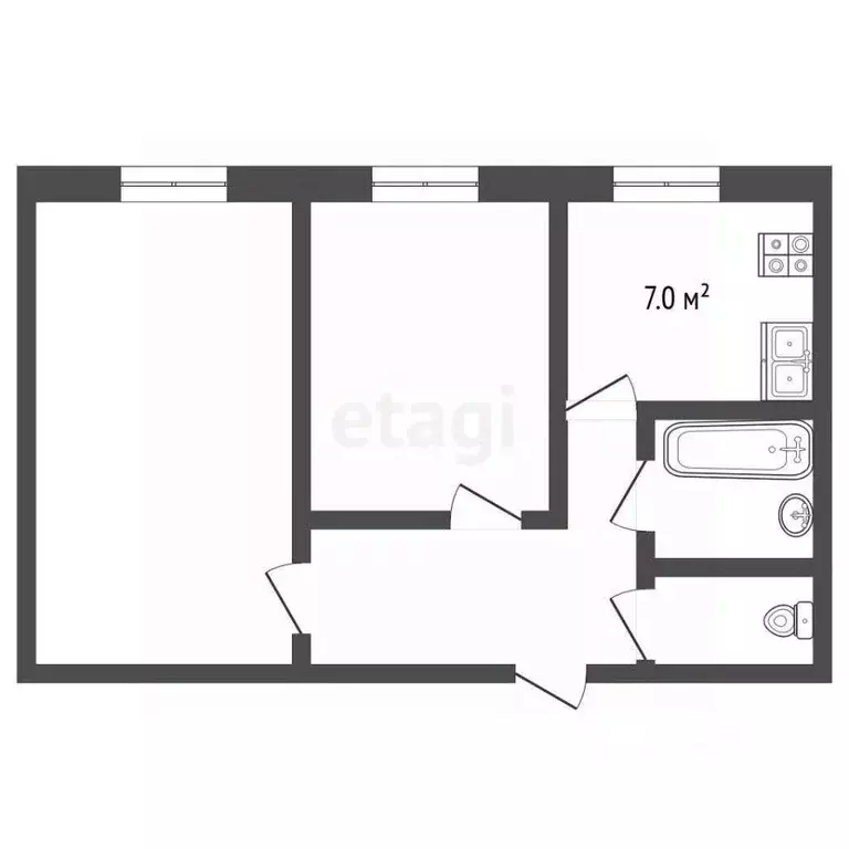 2-к кв. Владимирская область, Муром Пролетарская ул., 3 (43.3 м) - Фото 0