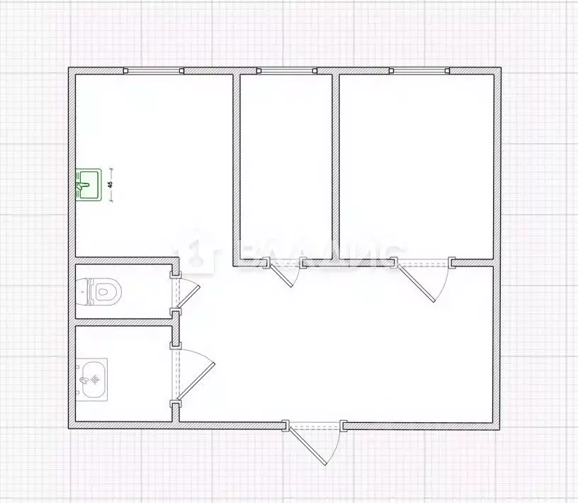 2-к кв. Пензенская область, Пенза Ладожская ул., 33 (53.2 м) - Фото 2