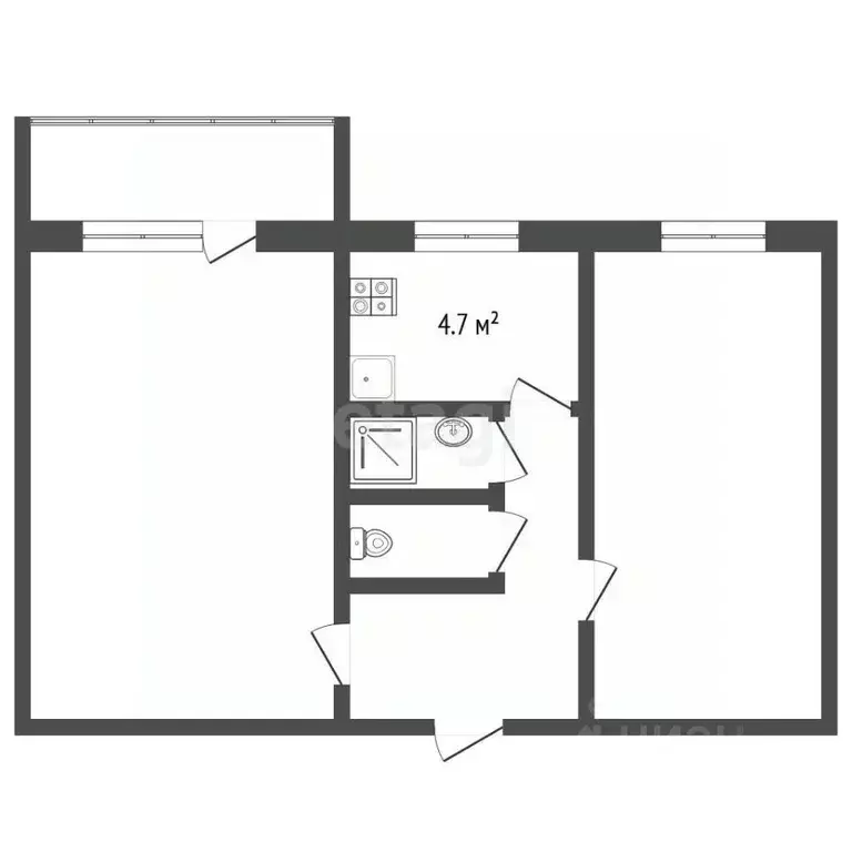2-к кв. Тамбовская область, Тамбов ул. имени Сергея Лазо, 2 (43.5 м) - Фото 2