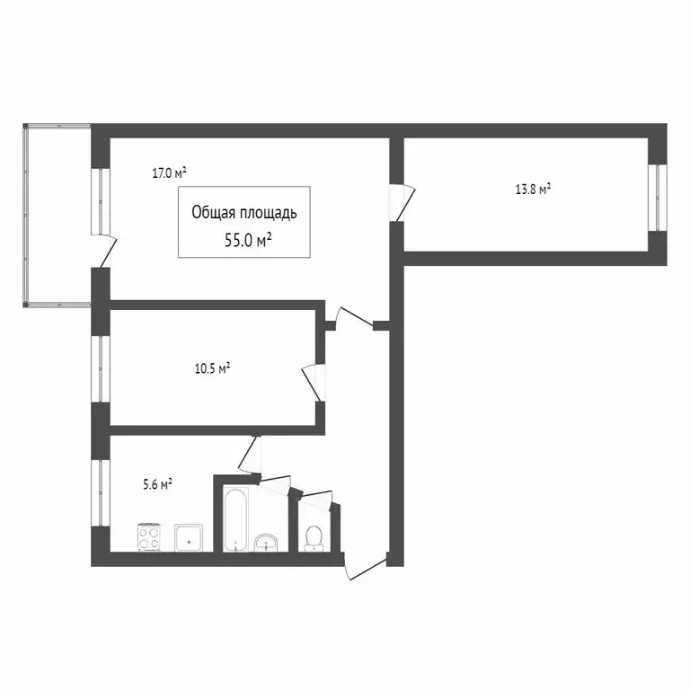 3-комнатная квартира: Томск, улица Герцена, 74 (54.3 м) - Фото 1