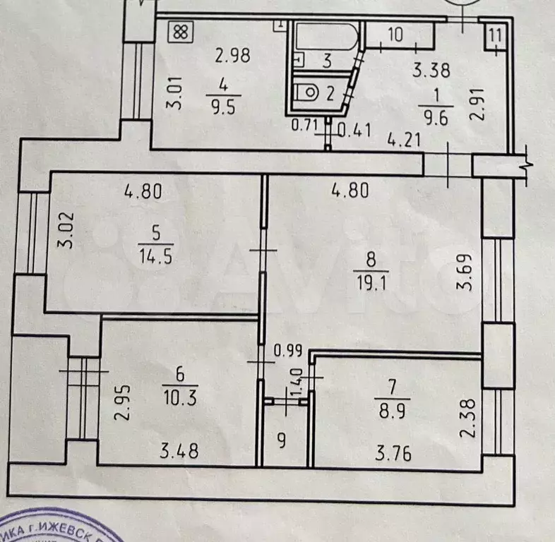 4-к. квартира, 77 м, 9/9 эт. - Фото 0