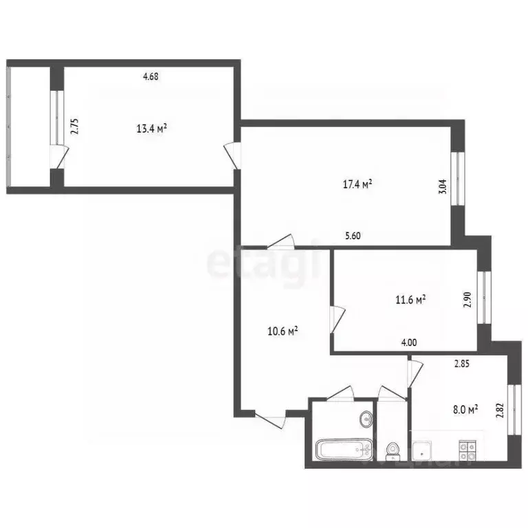 3-к кв. Ямало-Ненецкий АО, Новый Уренгой Восточный мкр, 5/3 (65.0 м) - Фото 2