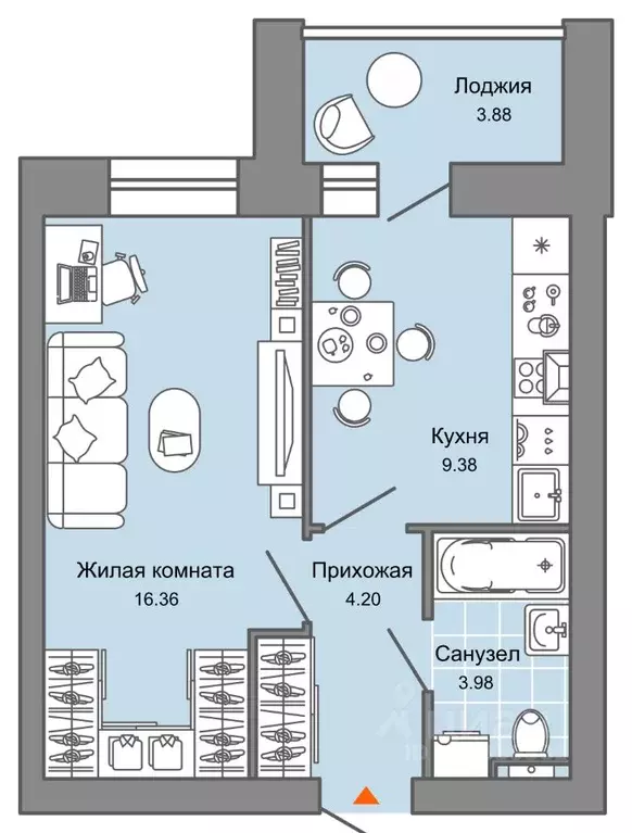 1-к кв. Кировская область, Киров ул. Дмитрия Козулева (36.0 м) - Фото 0