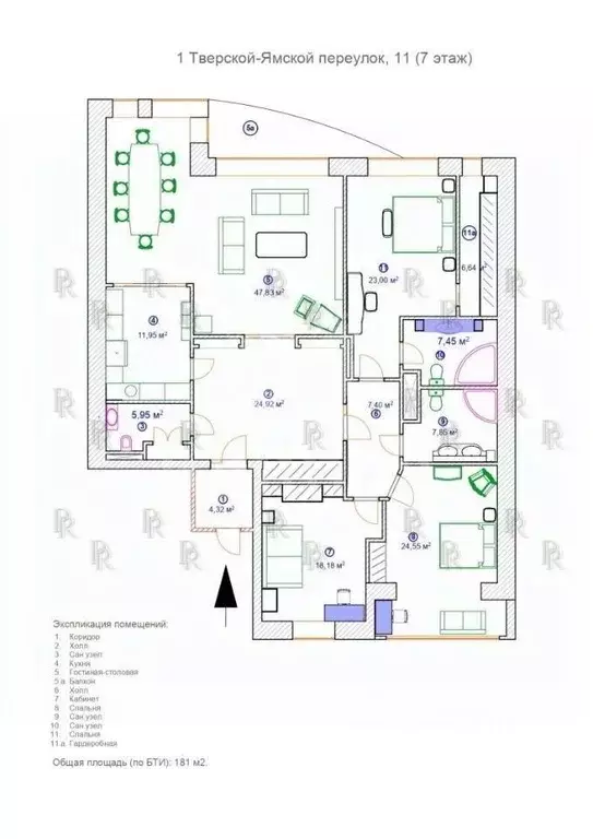 4-к кв. Москва 1-й Тверской-Ямской пер., 11 (190.0 м) - Фото 0
