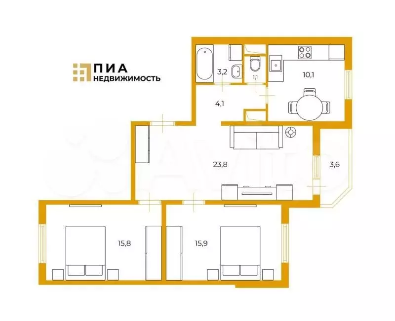 3-к. квартира, 74 м, 3/25 эт. - Фото 0