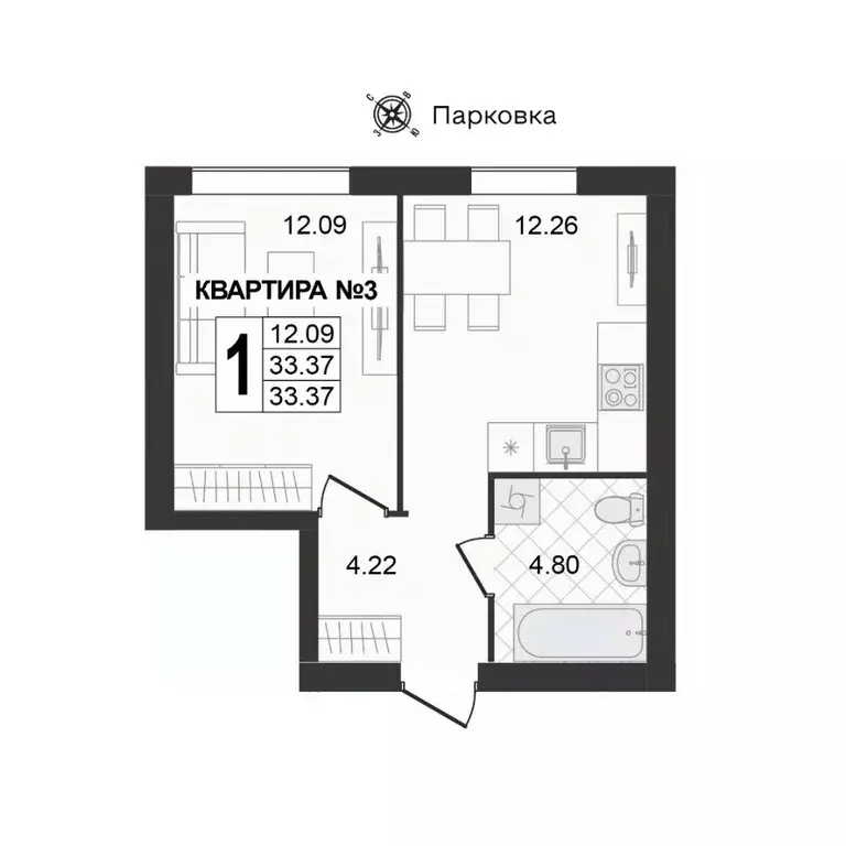 1-к кв. Владимирская область, Муром ул. 1-я Новослободская (33.37 м) - Фото 0