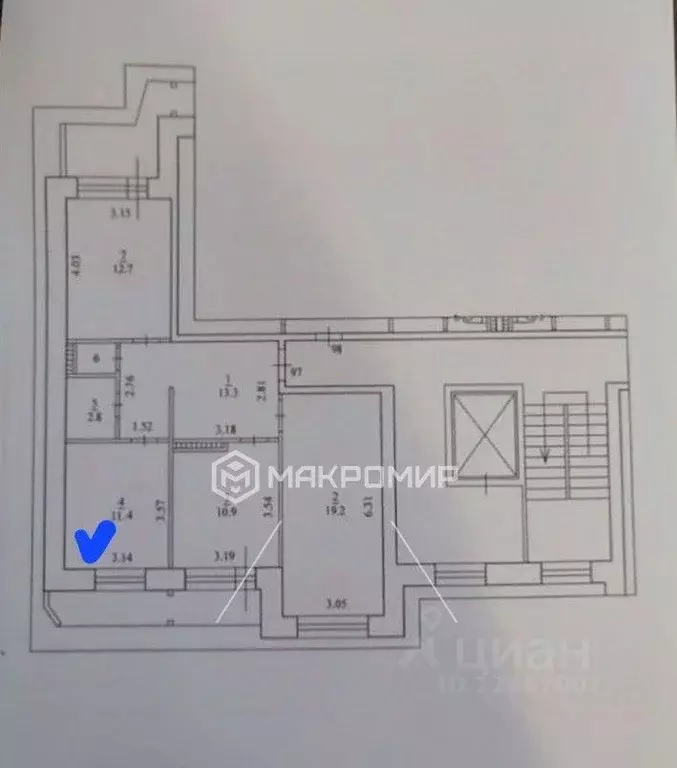 Комната Архангельская область, Архангельск Московский просп., 54 (11.4 ... - Фото 2