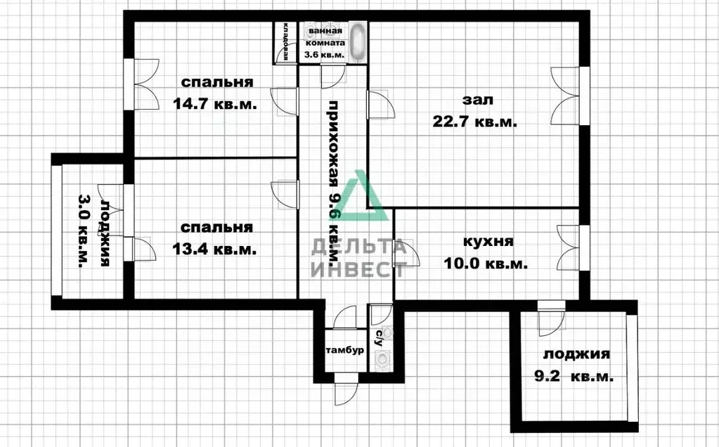 3-к кв. Башкортостан, Уфа ул. Левитана, 38/3 (82.5 м) - Фото 2