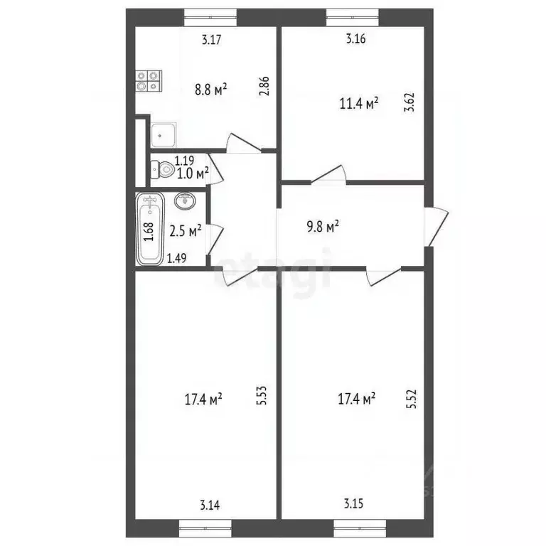 3-к кв. Ямало-Ненецкий АО, Муравленко ул. Дружбы Народов, 18 (68.3 м) - Фото 1
