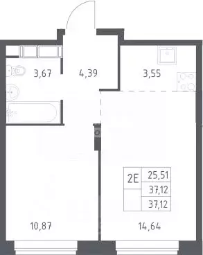 2-к кв. Московская область, Балашиха ул. Бояринова, 34 (37.12 м) - Фото 2
