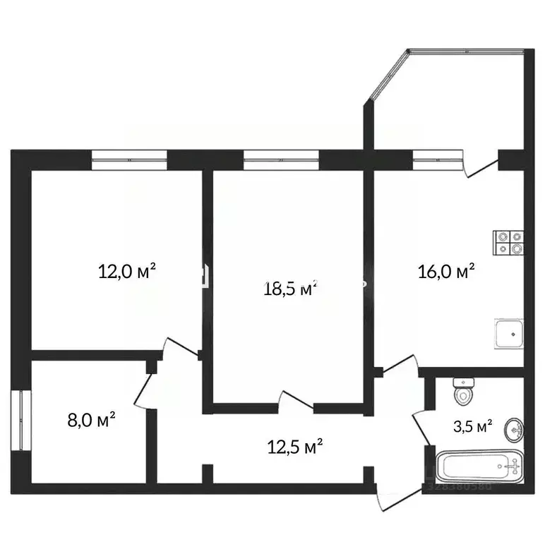 3-к кв. Тверская область, Тверь ул. Склизкова, 116к4 (74.0 м) - Фото 2