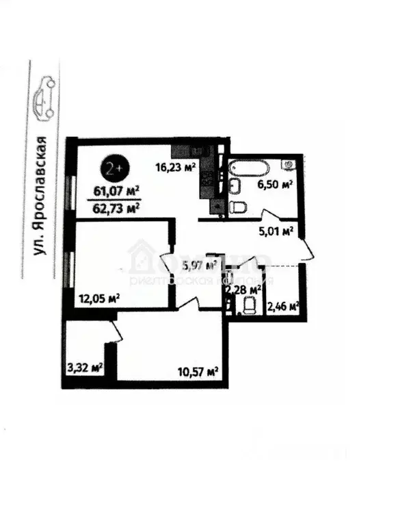 2-к кв. Тюменская область, Тюмень ул. Краснооктябрьская, 10 (60.8 м) - Фото 2