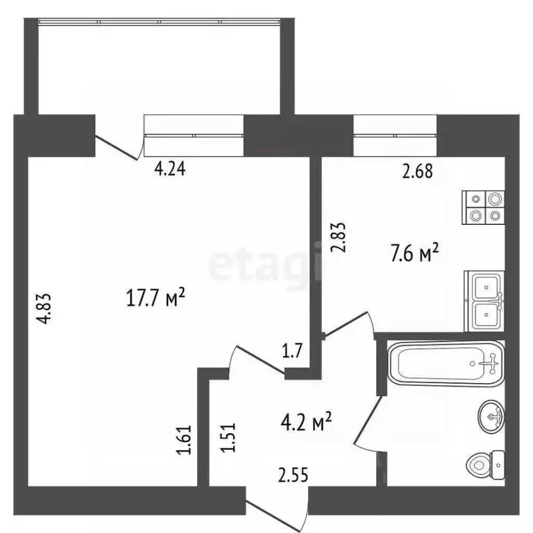1-к кв. Омская область, Омск Старый Кировск мкр, пос. Новостройка, 8 ... - Фото 2