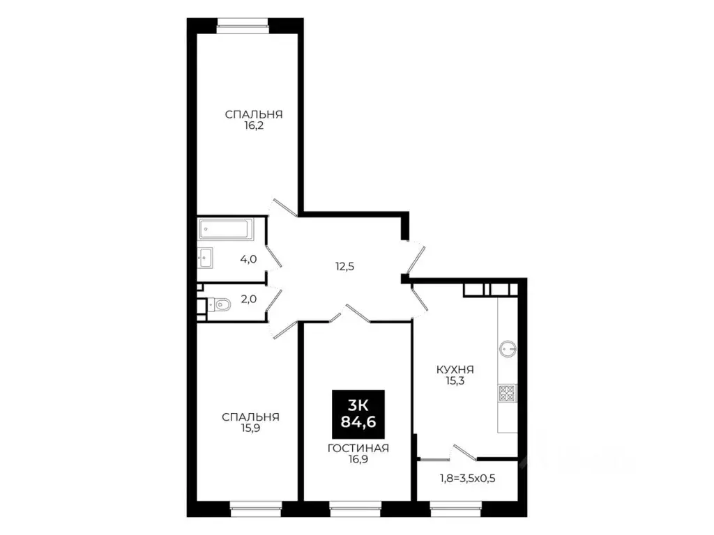 3-к кв. Ставропольский край, Ставрополь ул. Южный обход, 65 (84.6 м) - Фото 2