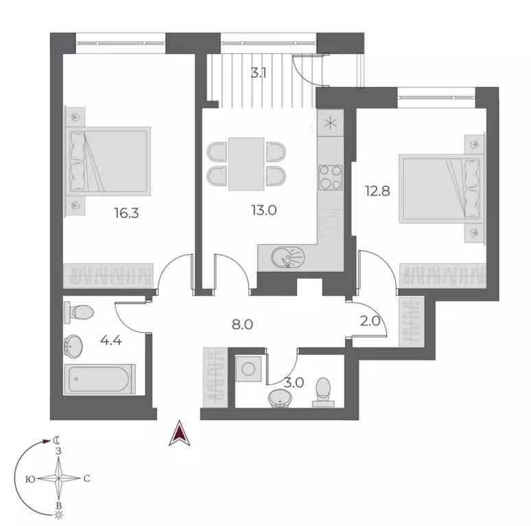 Продаётся 2-к квартира, 62 м - Фото 0