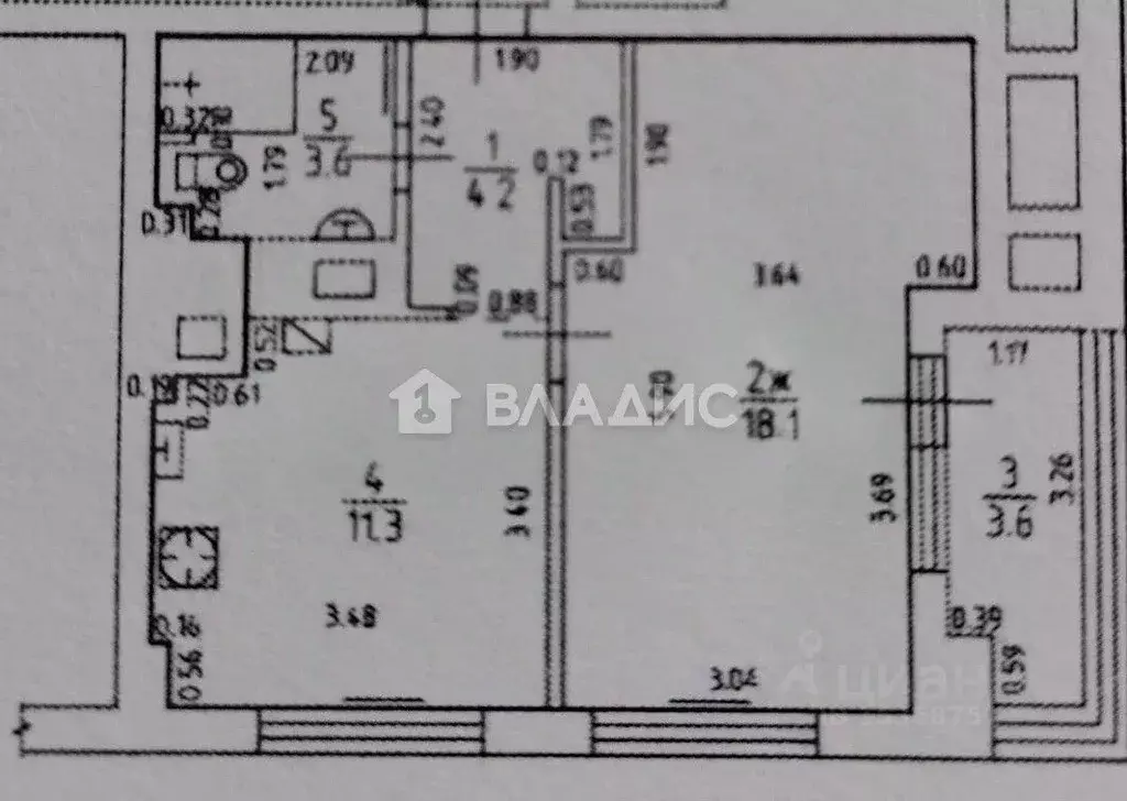 1-к кв. Калининградская область, Калининград просп. Победы, 80 (39.2 ... - Фото 2
