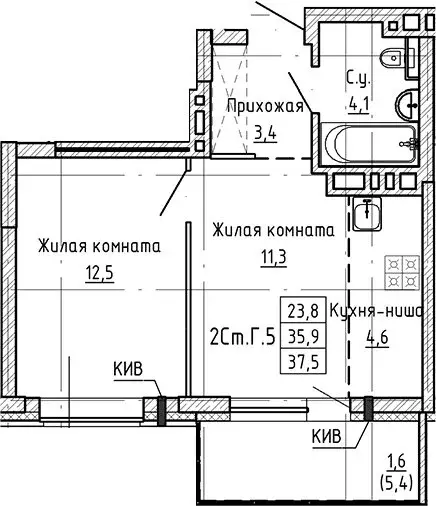 1-комнатная квартира: Новосибирск, Заельцовский район (38 м) - Фото 0