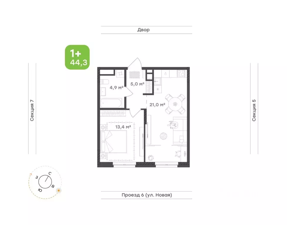 1-к кв. Свердловская область, Екатеринбург Академический мкр, 20-й ... - Фото 0