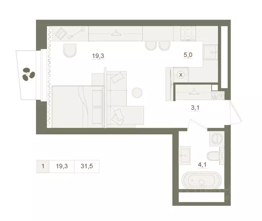 1-к кв. Башкортостан, Уфа Родина Парк жилой комплекс (31.5 м) - Фото 0