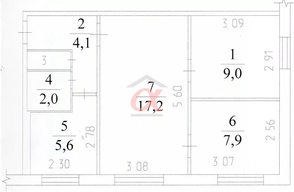 3-к кв. Кемеровская область, Кемерово бул. Строителей, 27Б (47.0 м) - Фото 1