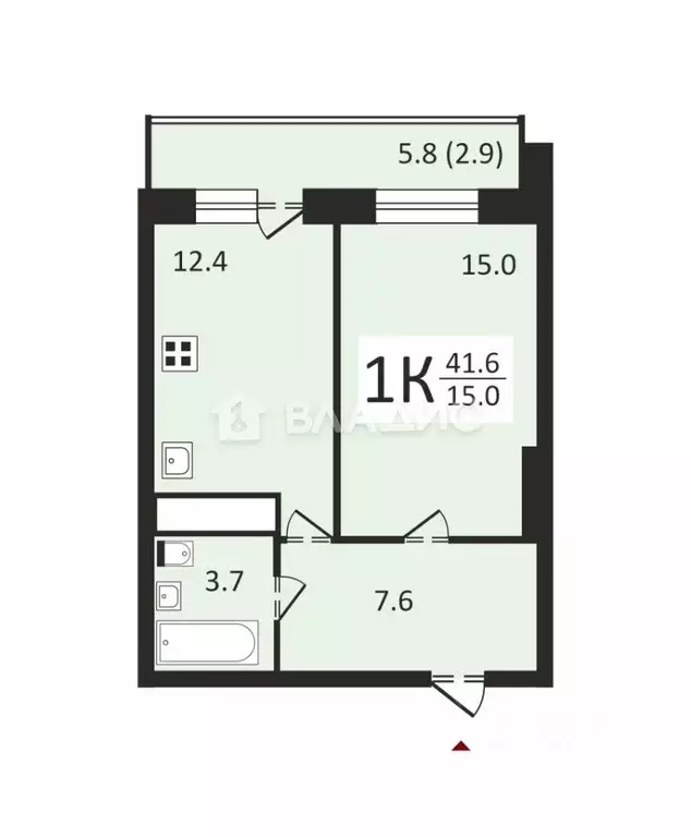 1-к кв. Краснодарский край, Краснодар ул. Селезнева, 4/13к2 (39.0 м) - Фото 1