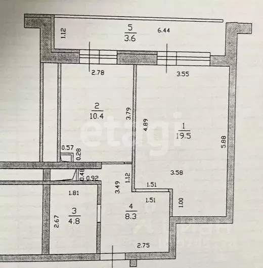 1-к кв. Татарстан, Казань ул. Абубекира Терегулова, 2 (43.0 м) - Фото 2